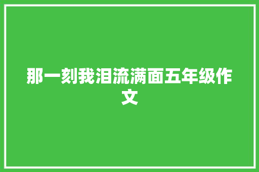 那一刻我泪流满面五年级作文