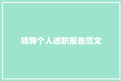 领导个人述职报告范文