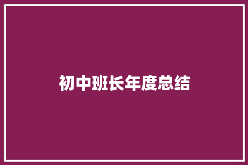 初中班长年度总结 申请书范文