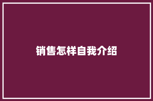 销售怎样自我介绍