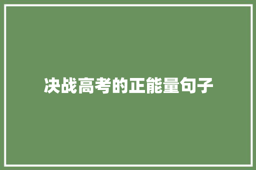 决战高考的正能量句子 论文范文