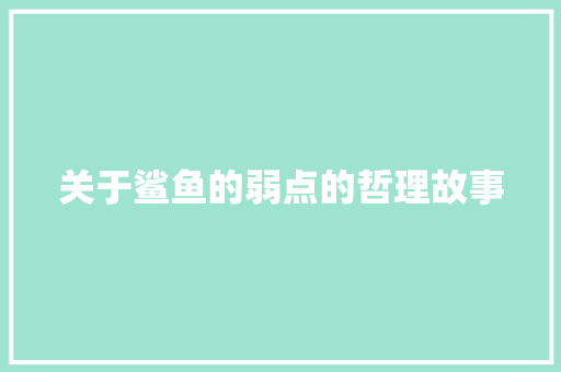 关于鲨鱼的弱点的哲理故事