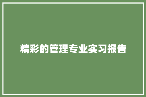 精彩的管理专业实习报告