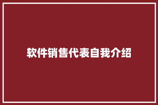 软件销售代表自我介绍