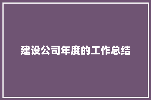 建设公司年度的工作总结 生活范文