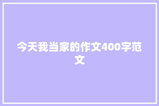 今天我当家的作文400字范文