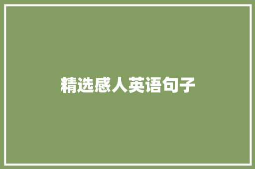 精选感人英语句子 书信范文