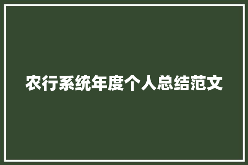 农行系统年度个人总结范文 简历范文