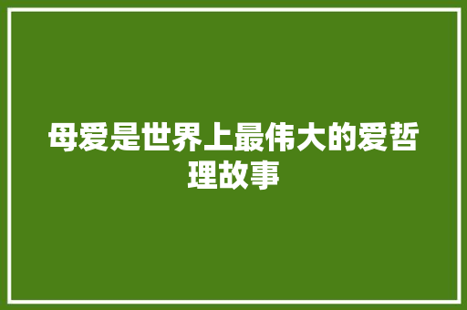 母爱是世界上最伟大的爱哲理故事