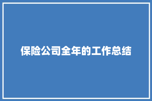 保险公司全年的工作总结