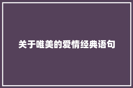 关于唯美的爱情经典语句