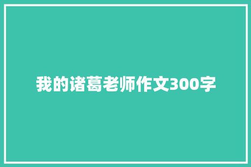 我的诸葛老师作文300字