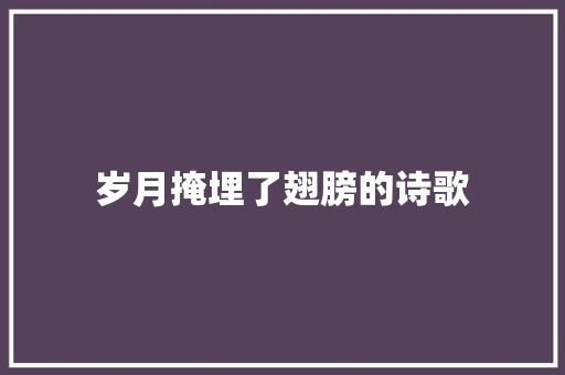 岁月掩埋了翅膀的诗歌