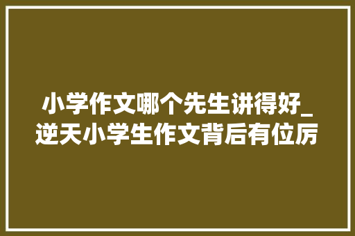 小学作文哪个先生讲得好_逆天小学生作文背后有位厉害的网红语文师长教师