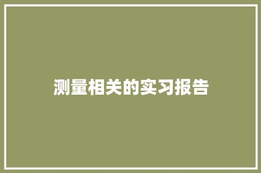 测量相关的实习报告 学术范文