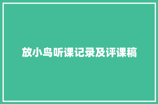 放小鸟听课记录及评课稿