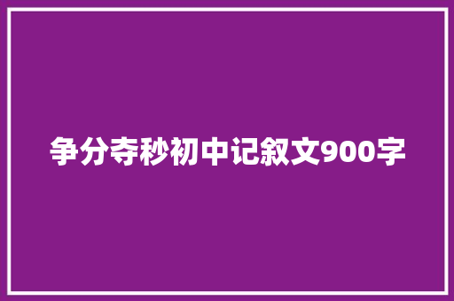 争分夺秒初中记叙文900字