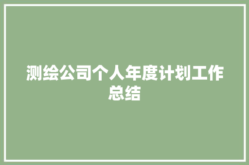 测绘公司个人年度计划工作总结 职场范文