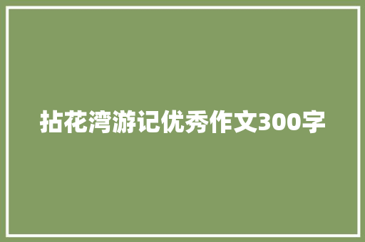 拈花湾游记优秀作文300字 综述范文