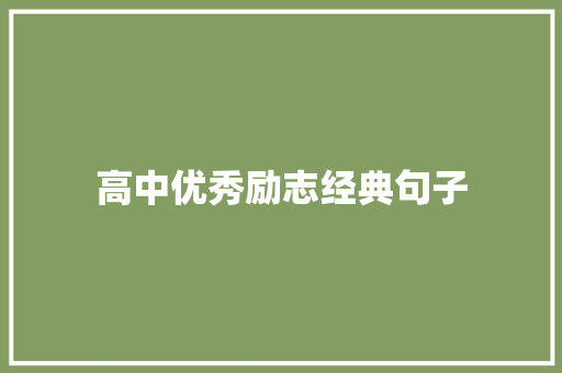 高中优秀励志经典句子 论文范文