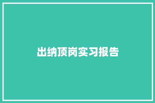 出纳顶岗实习报告