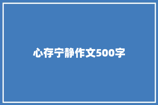 心存宁静作文500字