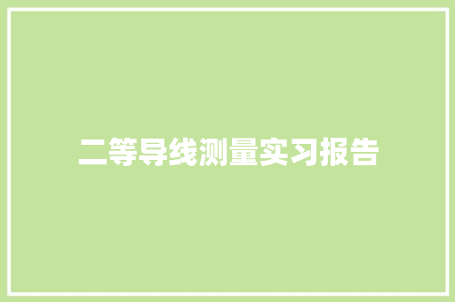 二等导线测量实习报告