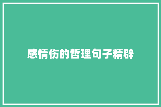 感情伤的哲理句子精辟