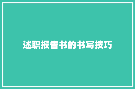 述职报告书的书写技巧