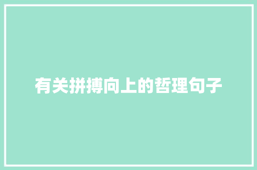 有关拼搏向上的哲理句子