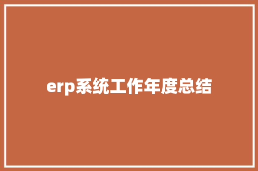 erp系统工作年度总结