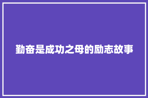 勤奋是成功之母的励志故事