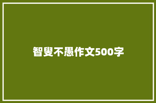 智叟不愚作文500字