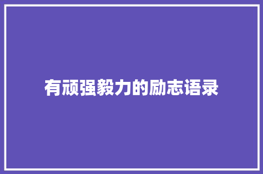 有顽强毅力的励志语录