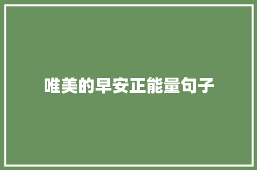 唯美的早安正能量句子