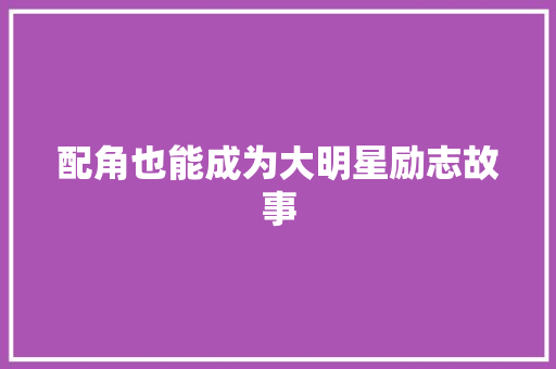 配角也能成为大明星励志故事