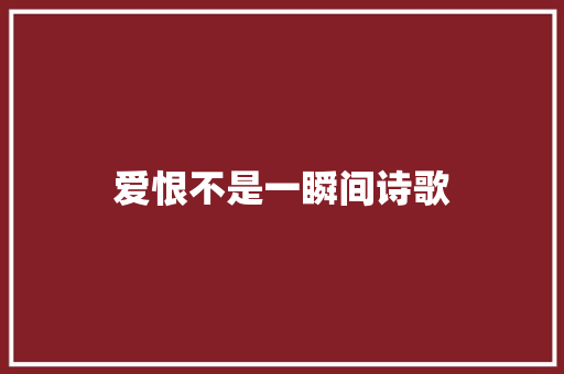 爱恨不是一瞬间诗歌 学术范文