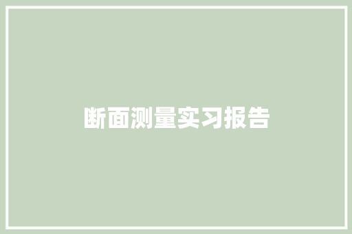 断面测量实习报告