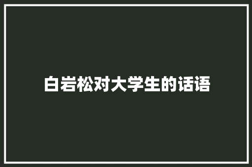 白岩松对大学生的话语