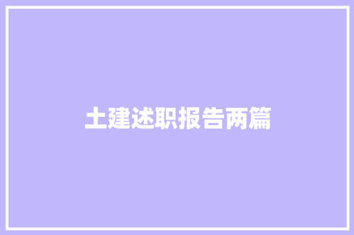 土建述职报告两篇 演讲稿范文