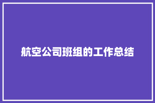 航空公司班组的工作总结