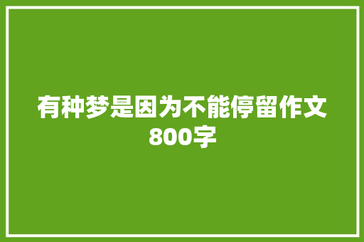 有种梦是因为不能停留作文800字