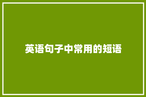 英语句子中常用的短语