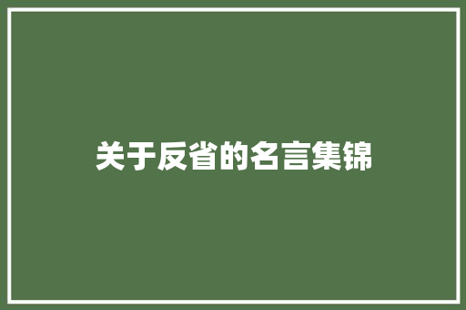 关于反省的名言集锦