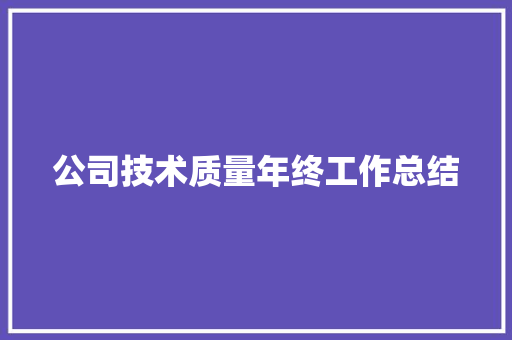 公司技术质量年终工作总结