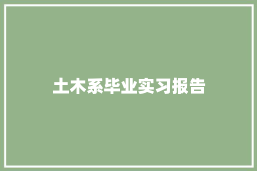 土木系毕业实习报告