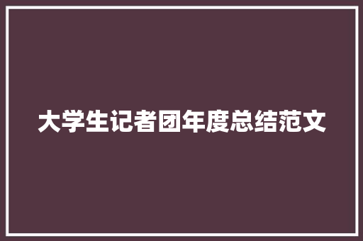 大学生记者团年度总结范文