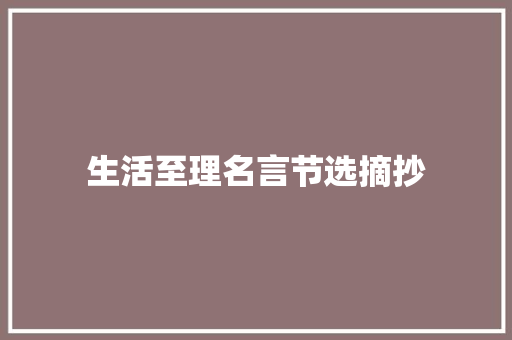 生活至理名言节选摘抄 工作总结范文