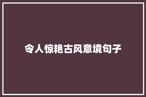 令人惊艳古风意境句子