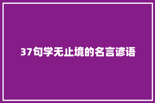 37句学无止境的名言谚语